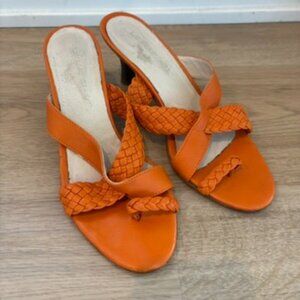 ** Leather Laurent Effel sandals sole orange braided heeled size 39